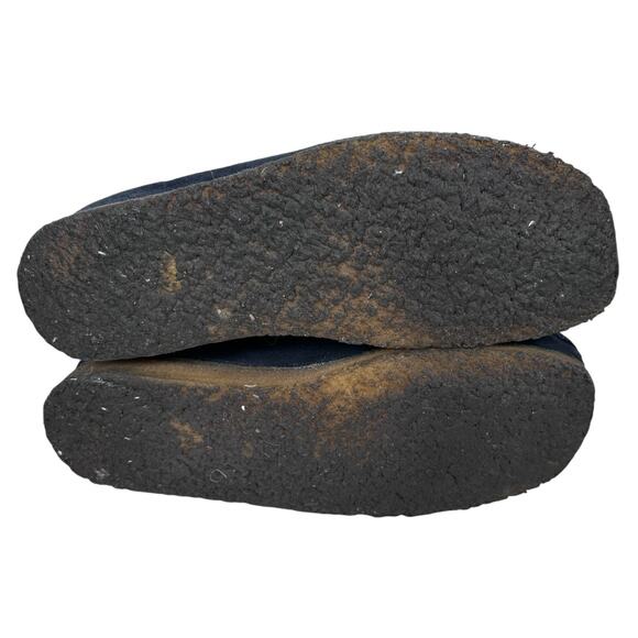 Clarks Wallabee Boots Men’s US 7.5 Navy Blue Suede Denim Trim Chukka Lace Shoes - Picture 5 of 9